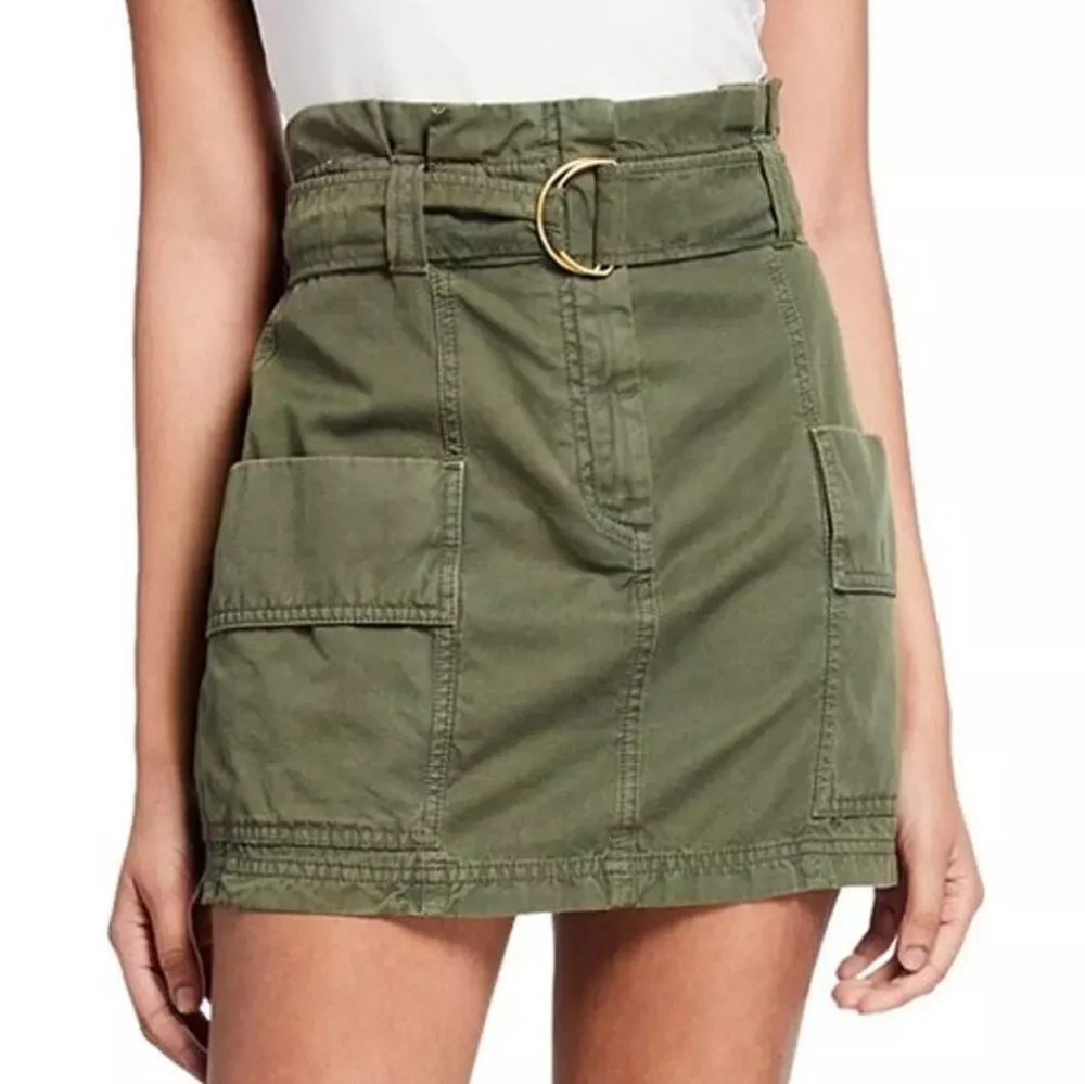 A.L.C. Kai Belted Cargo Mini Skirt Size 8 Army Olive Green Linen Cotton Revolve - Picture 1 of 11